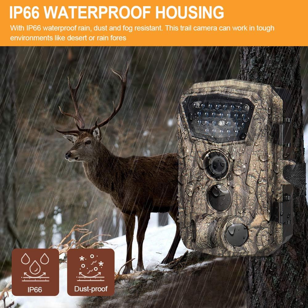 Mini Trail Camera 1080P HD Waterproof Wildlife Scouting Hunting Cam with 120° Wide Angle Lens and Night Vision 2.4” LCD IR LEDs 18MP IP66 N455261
