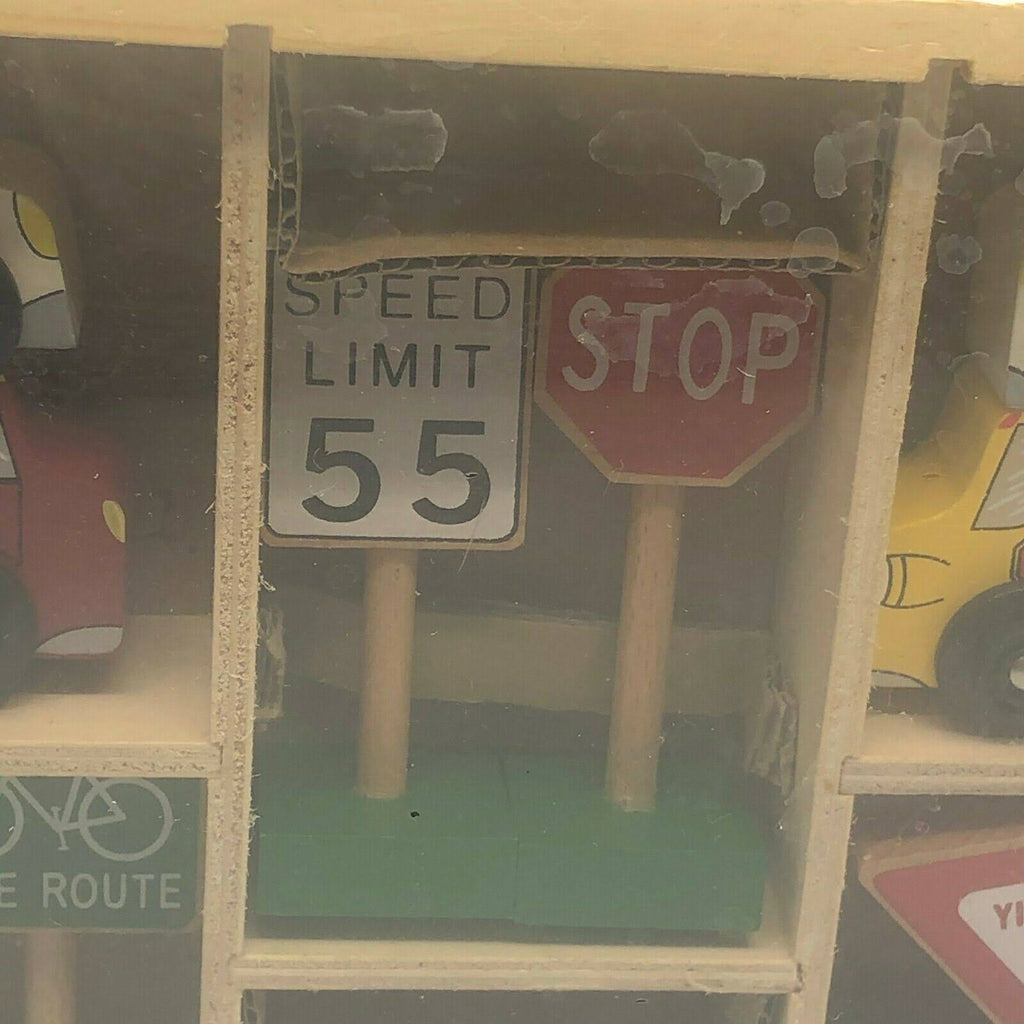 16 Pc Wooden Vehicles and Traffic Signs W404