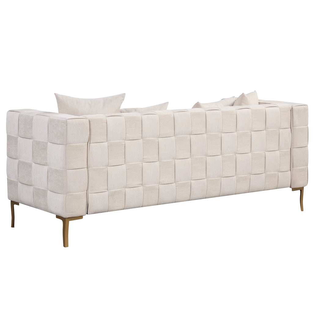Beige Upholstered Sofa with 4 Pillows T11373