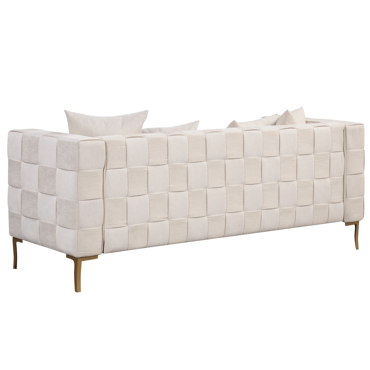 Beige Upholstered Sofa with 4 Pillows T11373