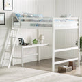 Full Wooden Loft Bed with Desk in White I197323