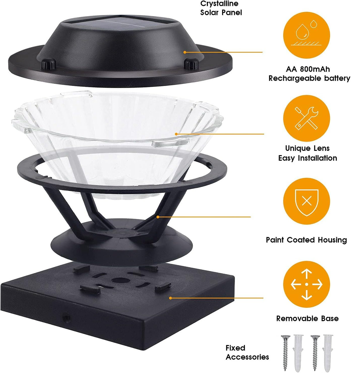 2 Pack Black Solar Post Lights P698