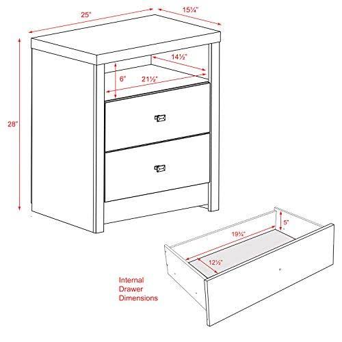White 2 Drawer Nightstand N166