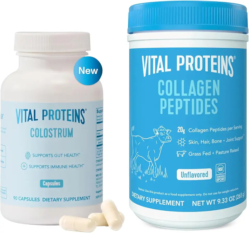 Collagen Peptides Powder 9.33OZ and Bovine Colostrum 90 Capsules P9427