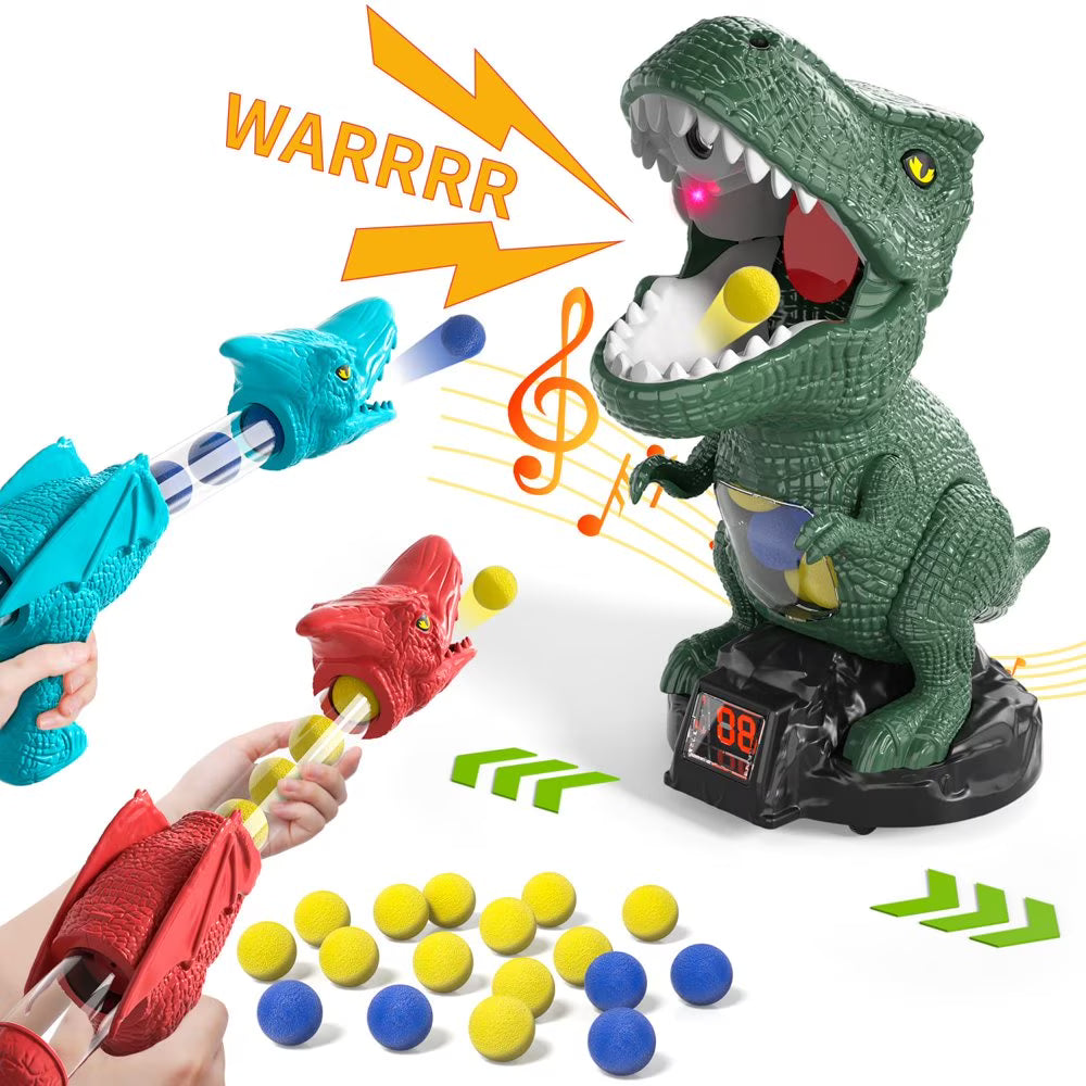Spray Dinosaur Shooting Toys with 2 Pump Guns, 24 Foam Balls W552