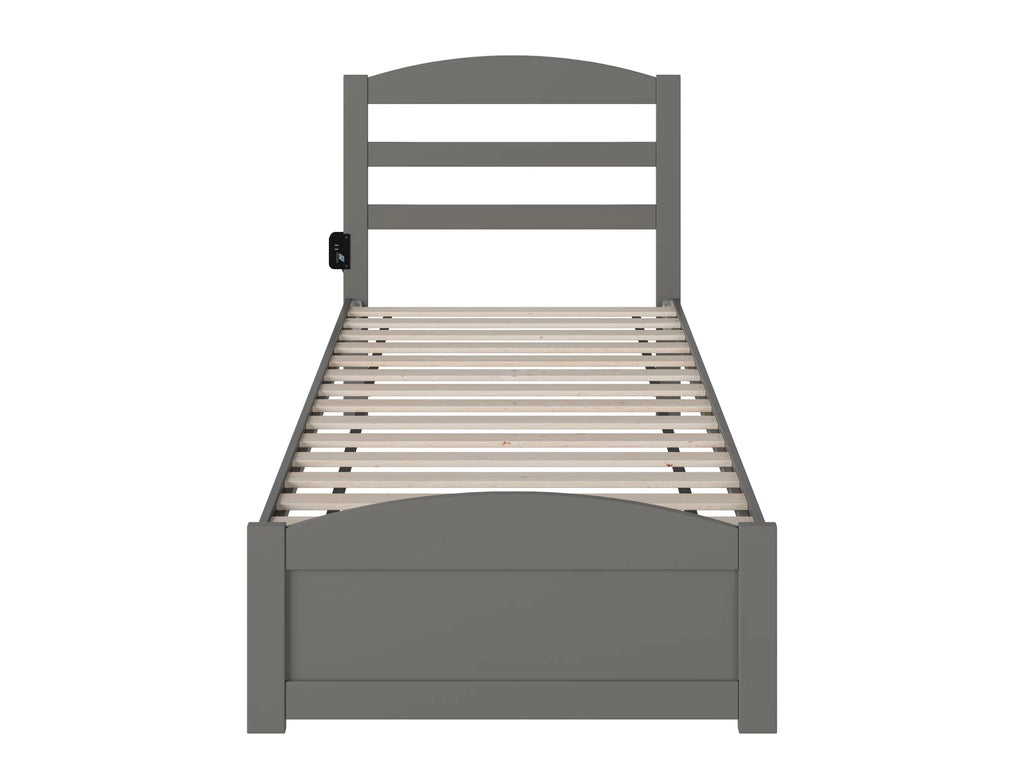 14" Twin XL Grey Wood Platform Bed Frame with Headboard and Footboard F69676