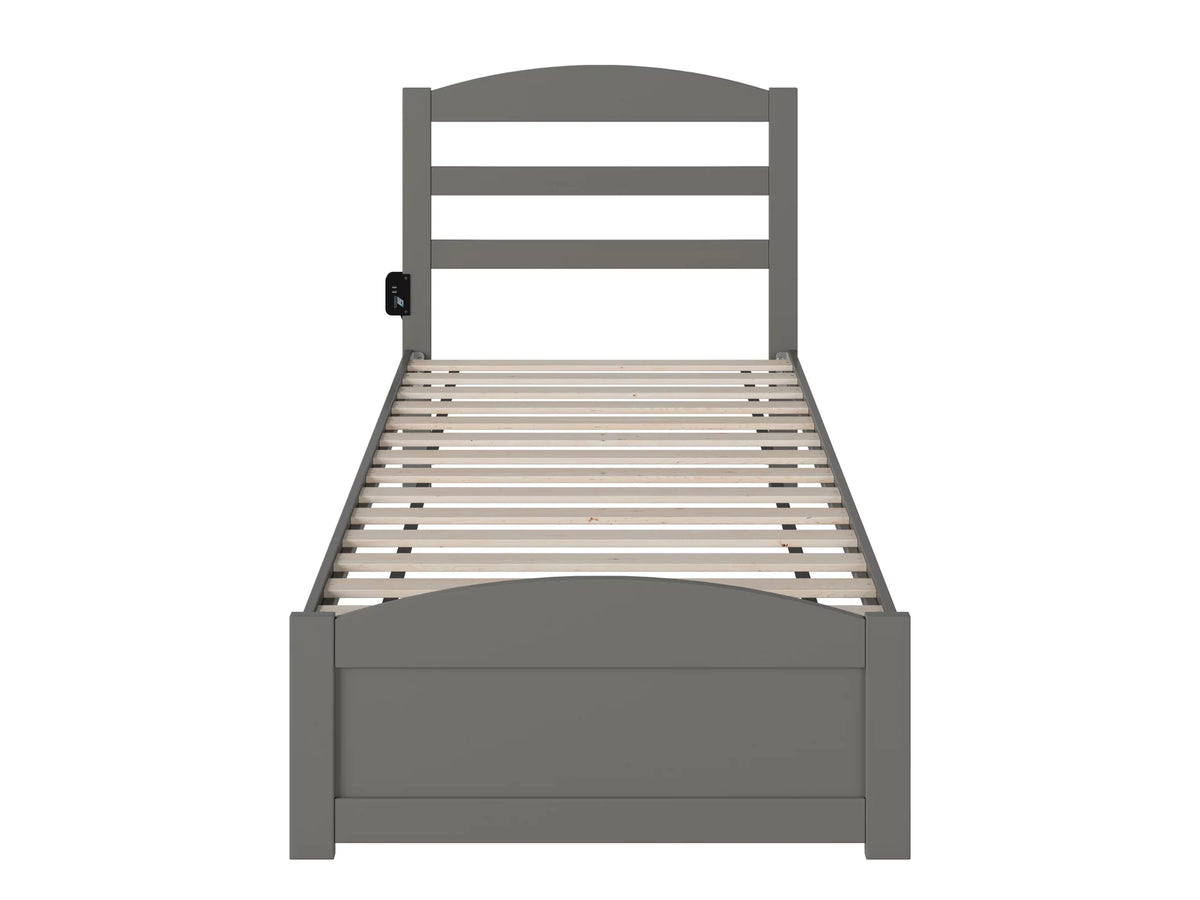 14" Twin XL Grey Wood Platform Bed Frame with Headboard and Footboard F69676