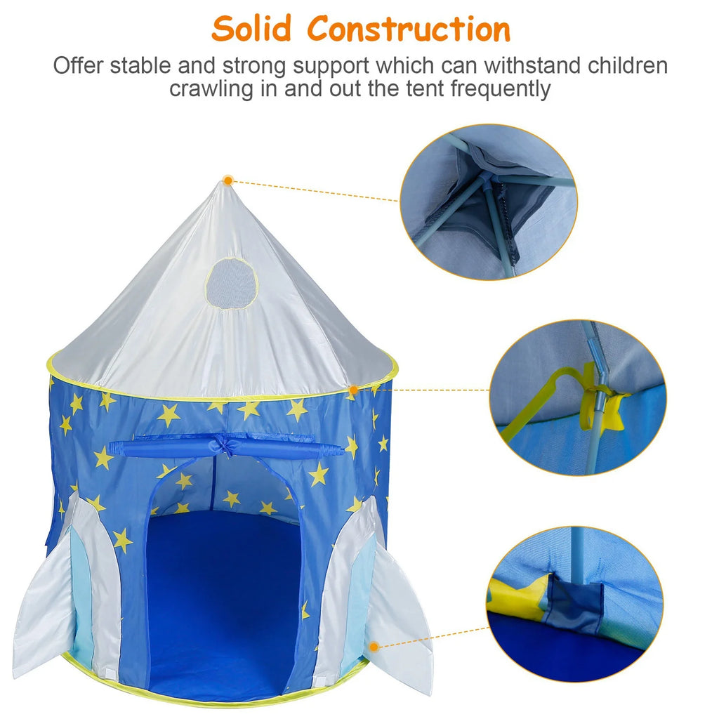 3 in 1 Foldable Kids Play Tent with Storage Bag, Blue X555