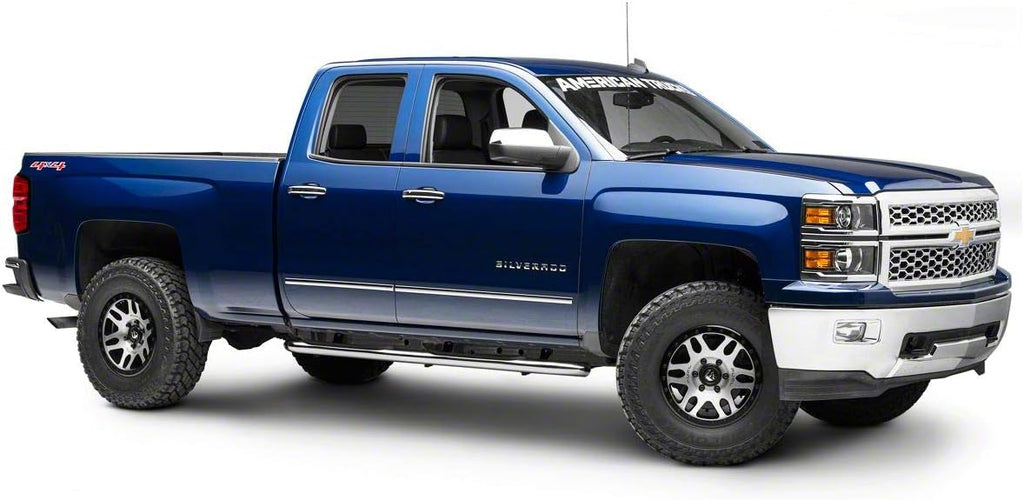 4-Inch Oval Bent End Side Step Bars; Rocker Mount; Stainless Steel O51156