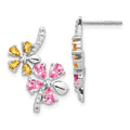 14k White Gold Diamond and Citrine Flower Stud Earrings H942898