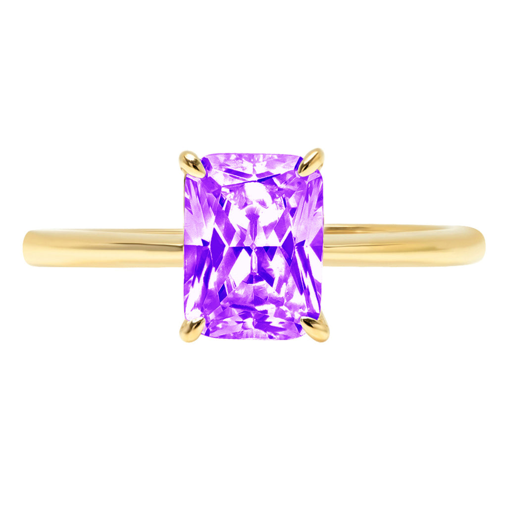 14k Yellow Gold Amethyst Solitaire Ring L778