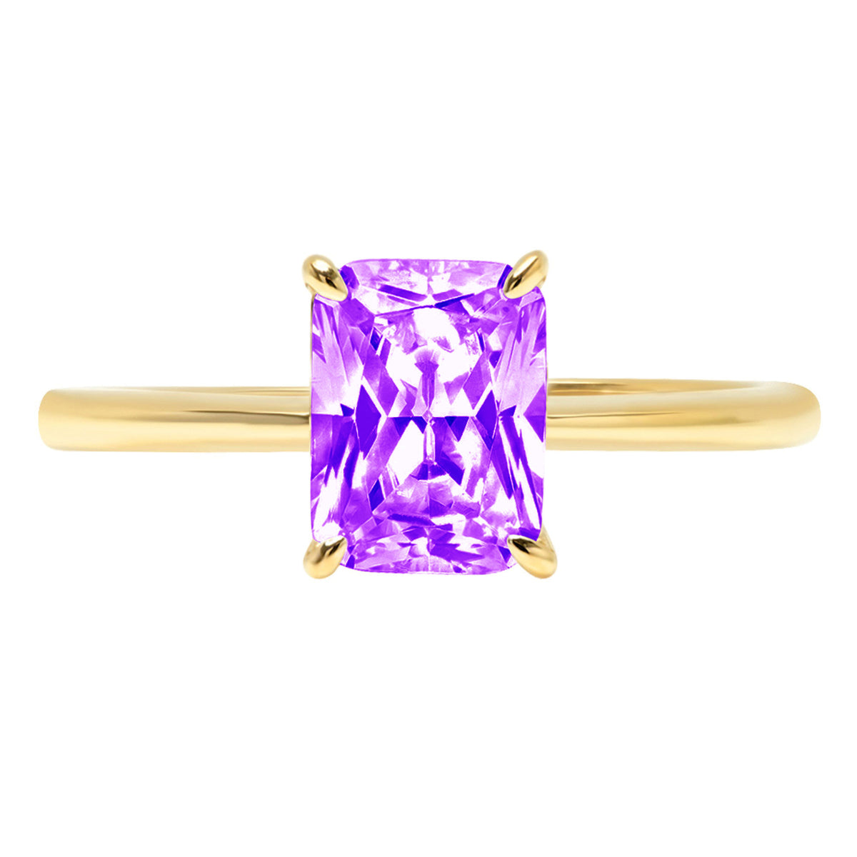 14k Yellow Gold Amethyst Solitaire Ring L778