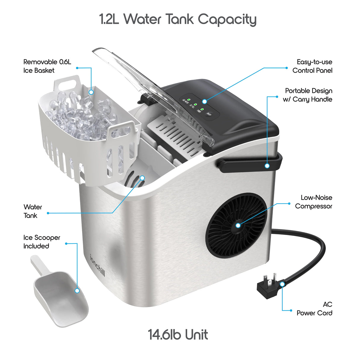 Portable Countertop Bullet Ice Maker H8617