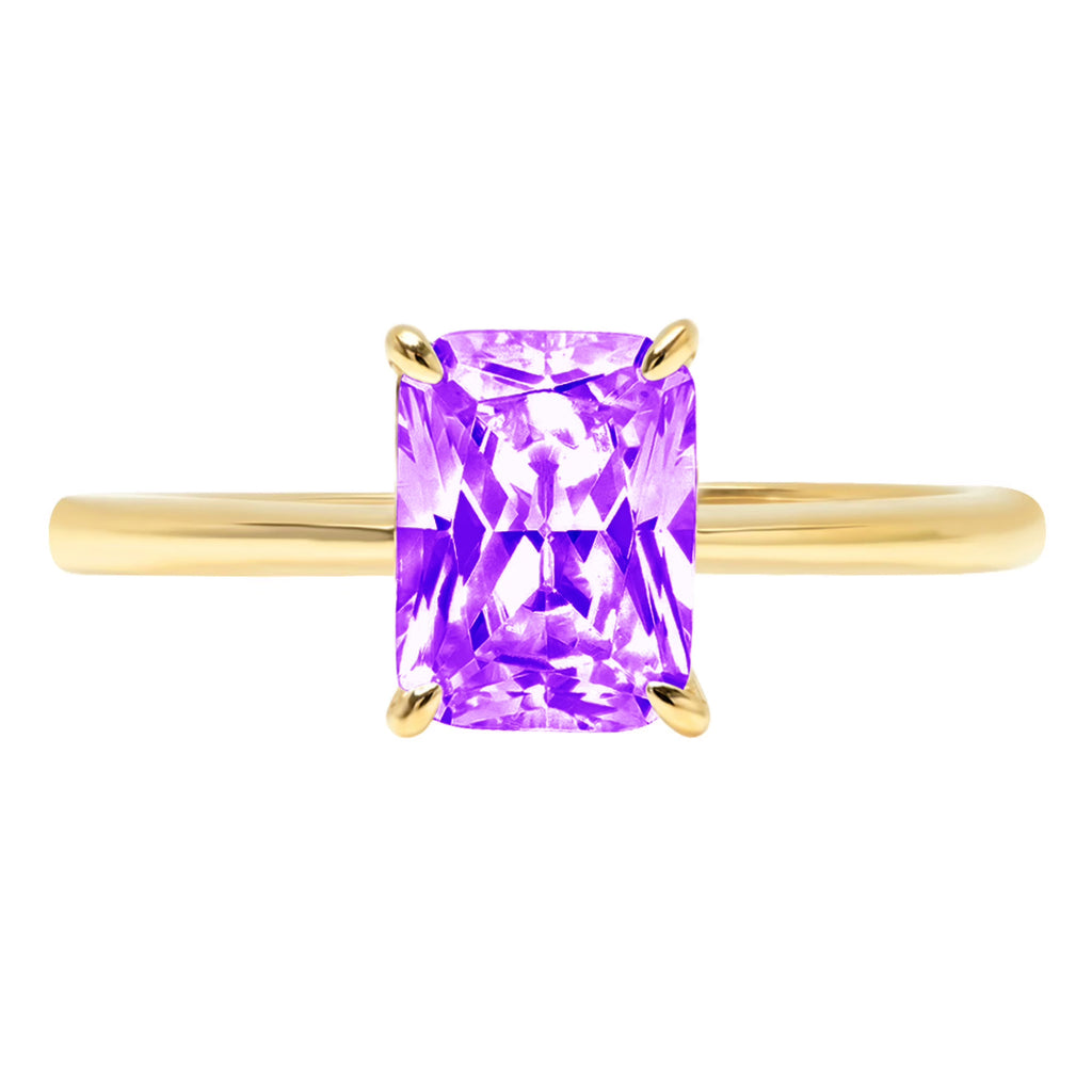 14k Yellow Gold Amethyst Solitaire Ring L778