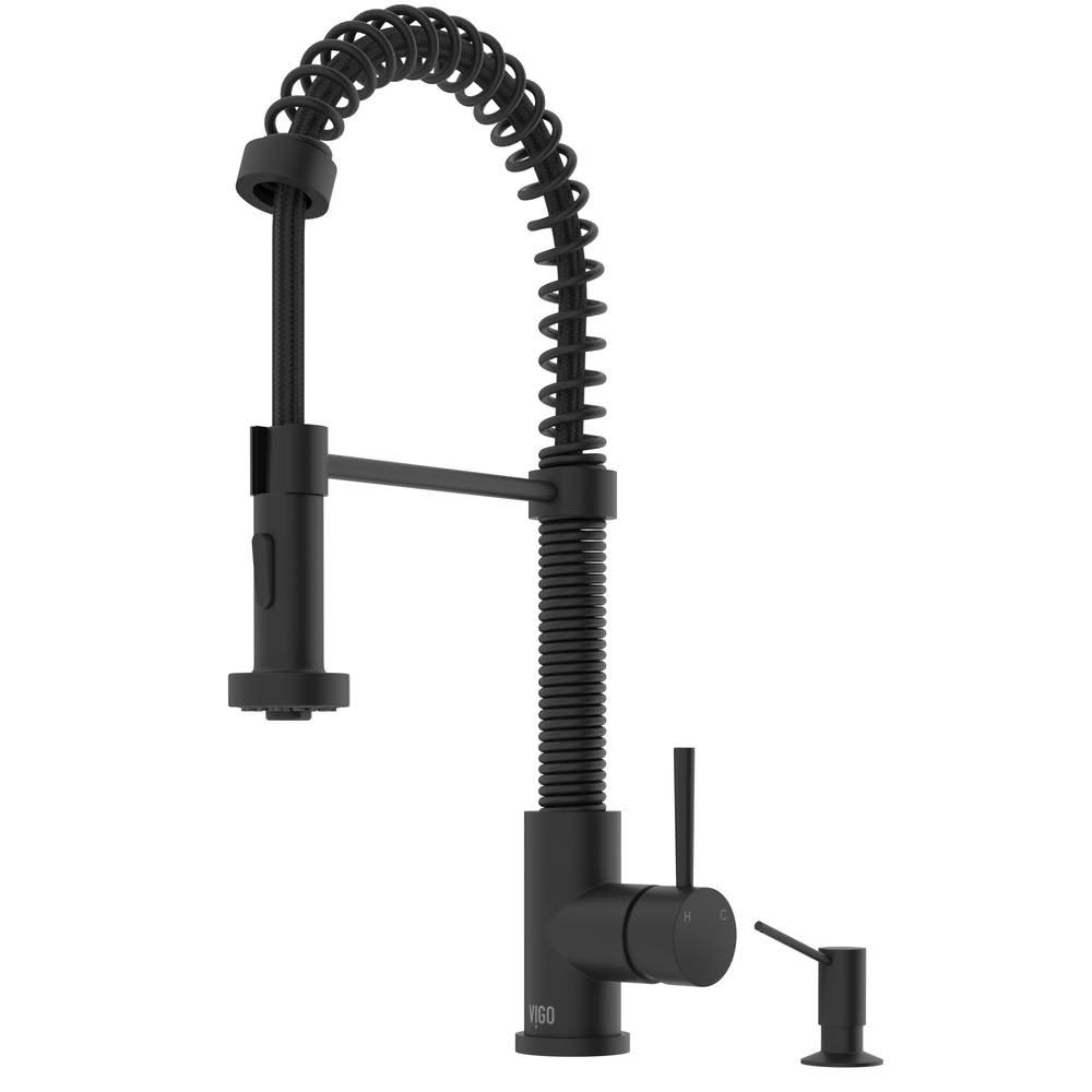 Matte Black Pull-Down Kitchen Faucet with Soap Dispenser N69549
