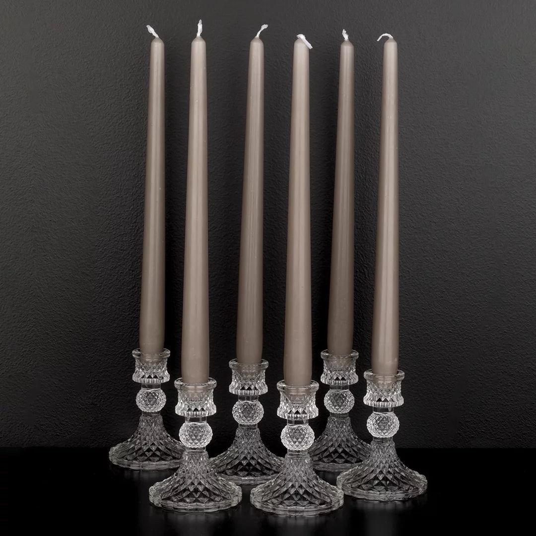 Vintage Glass Taper Candle Holders 6-Pack C175580
