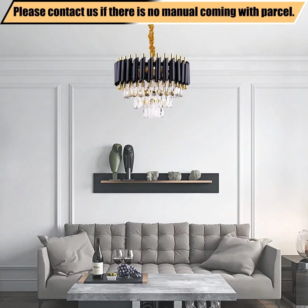 Black 3-Tier Crystal Chandelier L7488