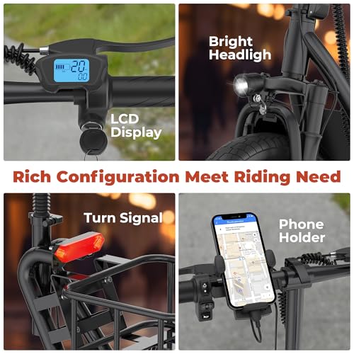 500W Electric Scooter with Seat, 14'' Tires, Foldable X31010