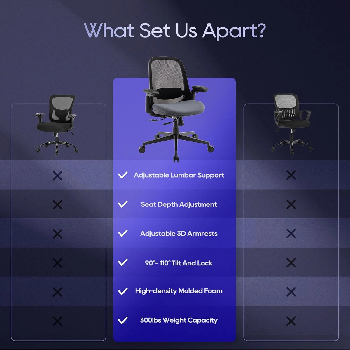 Black Mesh Office Chair with Lumbar Support M12808