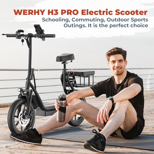 500W Electric Scooter with Seat, 14'' Tires, Foldable X31010