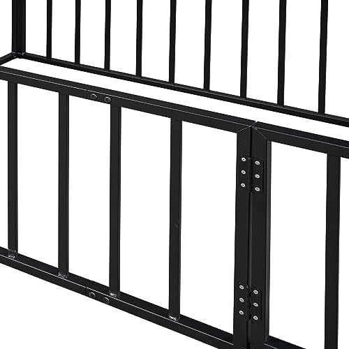 Full Montessori Floor Bed with Door (Black) L477442
