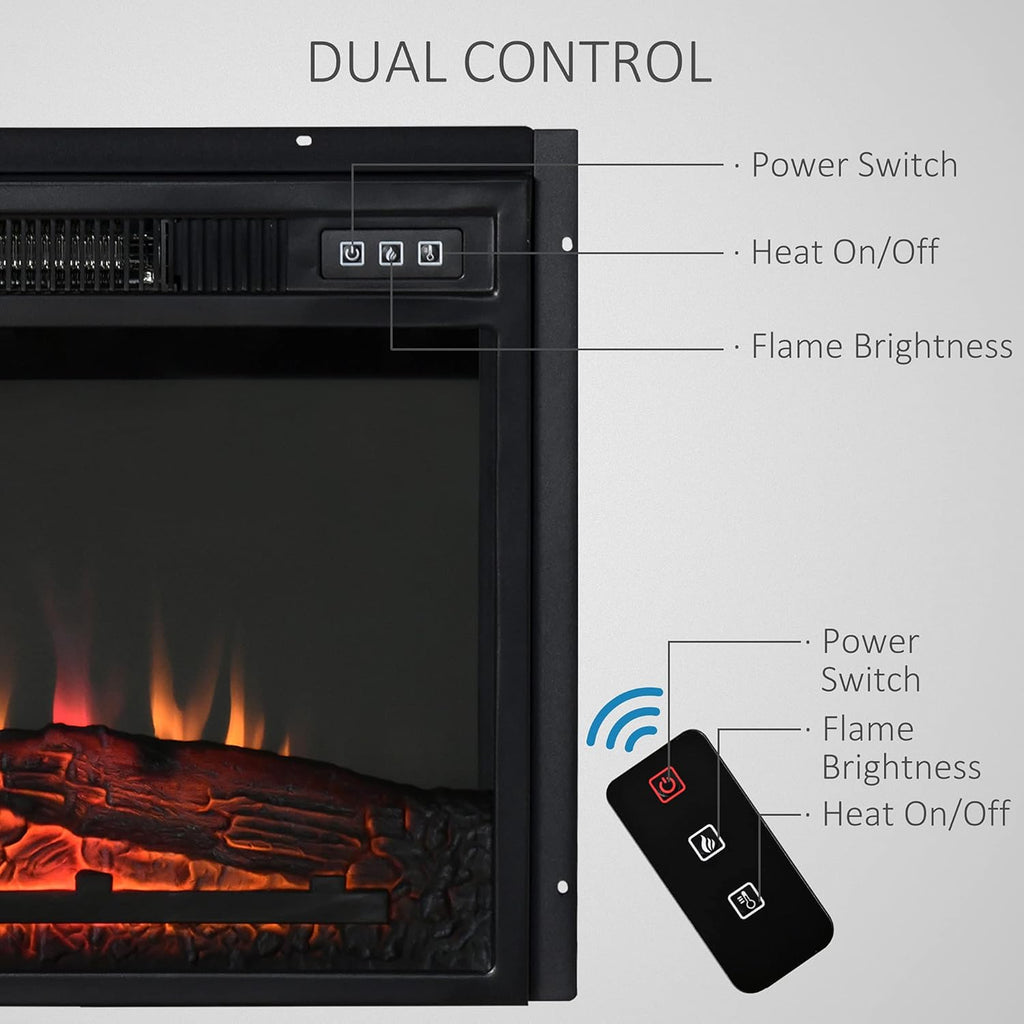 23 Electric Fireplace Insert with Adjustable Brightness, 1400W, Black L312