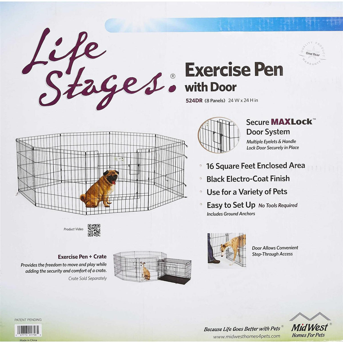 Contour Exercise Pen with Door for Dogs X827