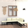 6 Piece Poly Rattan Garden Set with Cushions Black K432597