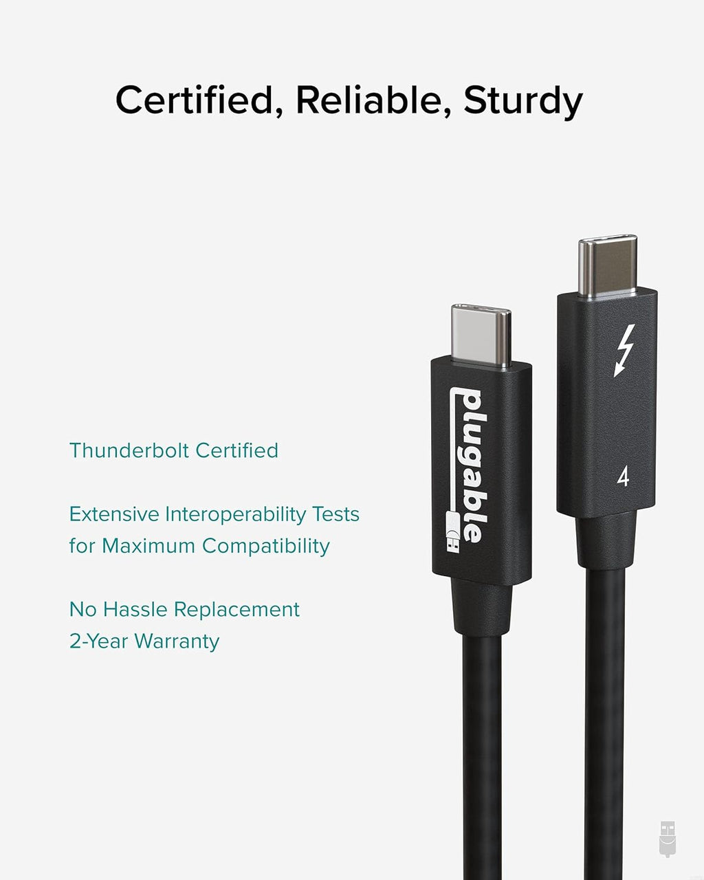 Thunderbolt 4 Cable 6.6ft USB4 Cable 100W Charging 40Gbps Pack of 2 Z923