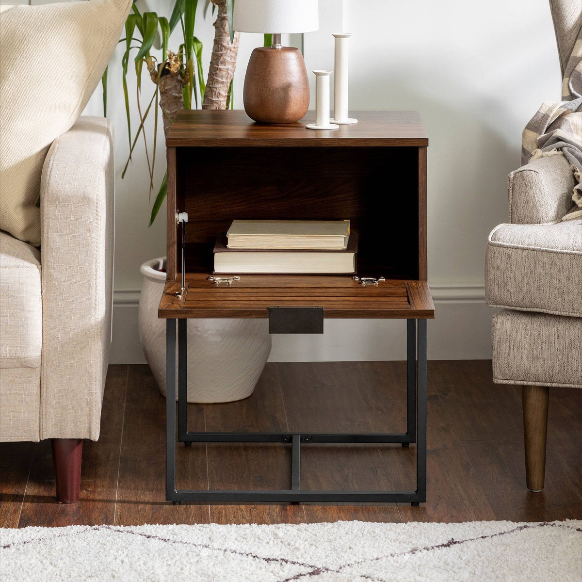 Dark Walnut Slat Side Table L211