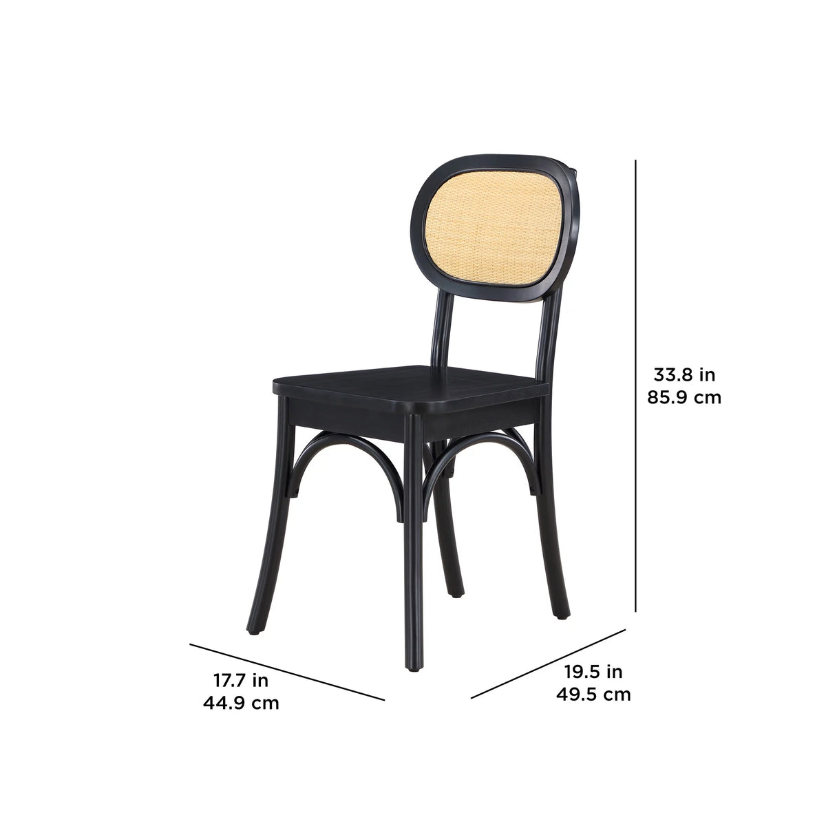 Black Rattan and Solid Wood Dining Chairs B4089