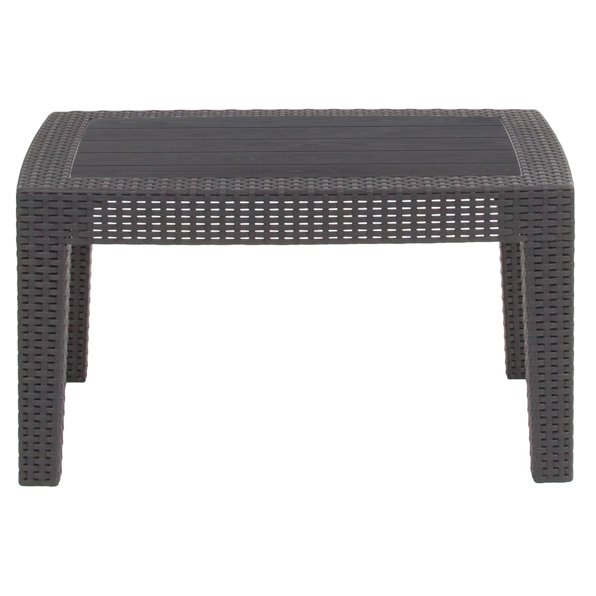 Dark Gray Faux Rattan Coffee Table L944335