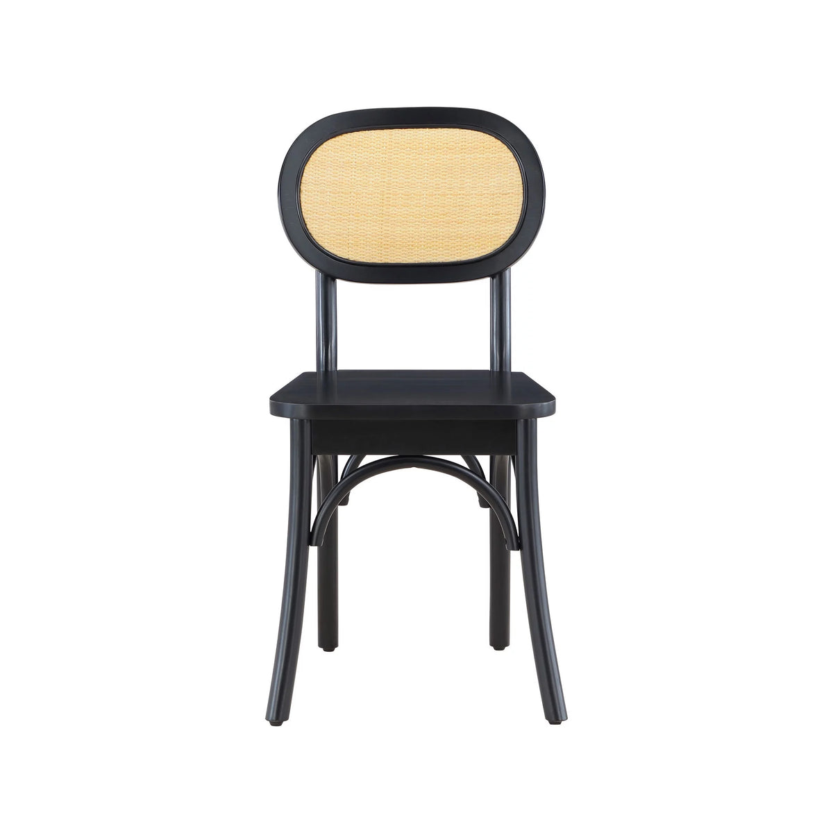 Black Rattan and Solid Wood Dining Chairs B4089