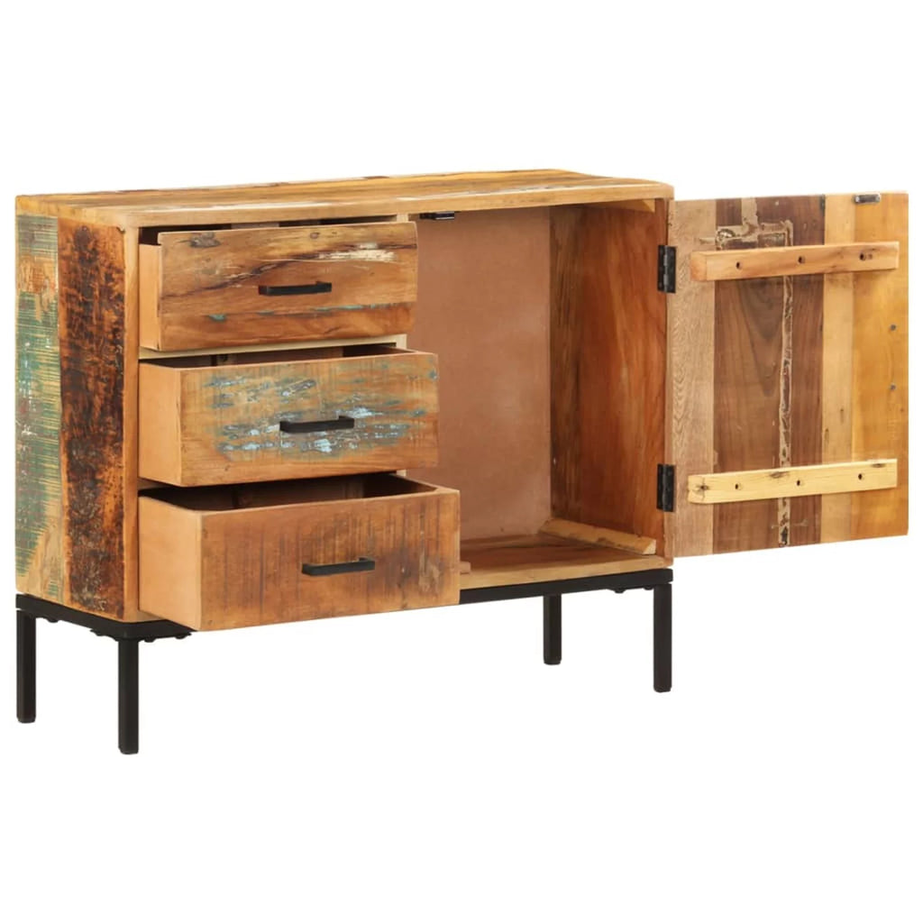 Reclaimed Wood Sideboard with Door Cabinet and 3 Storage Drawers R576