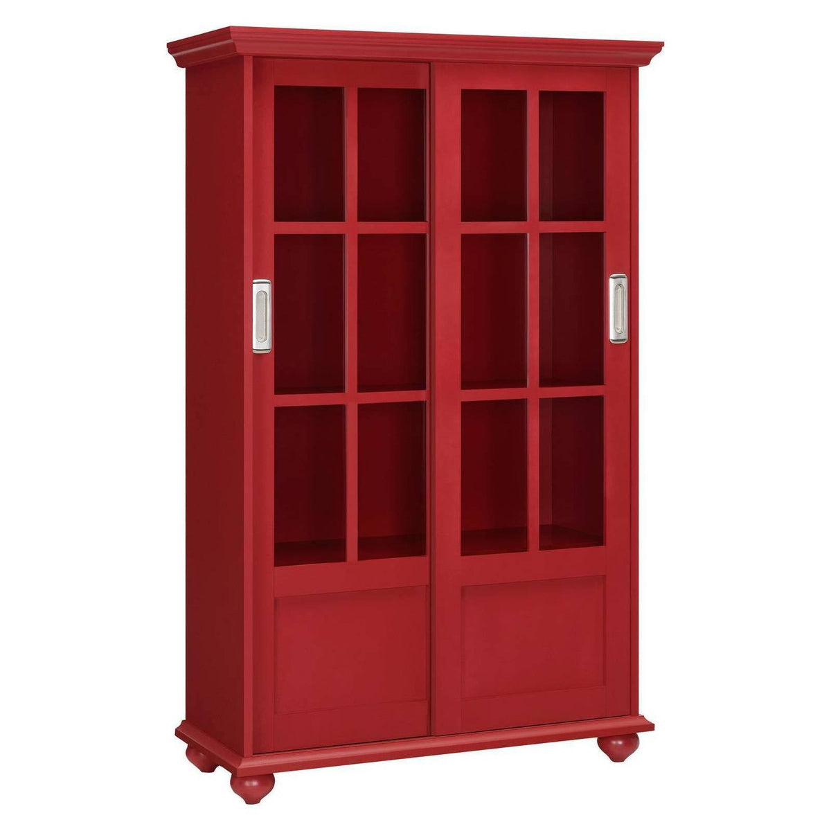 Red Bookcase with Sliding Glass Doors X308162