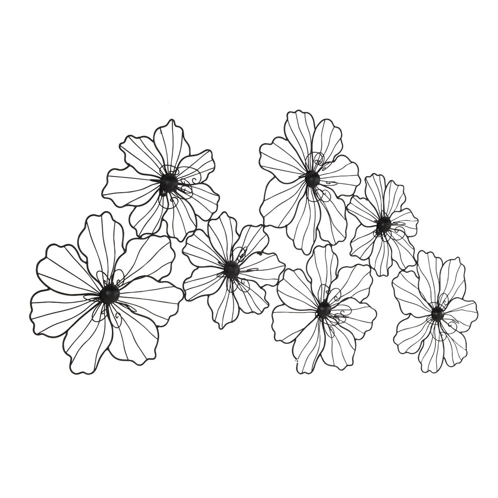 Black Metal Wire Floral Wall Decor Y46624