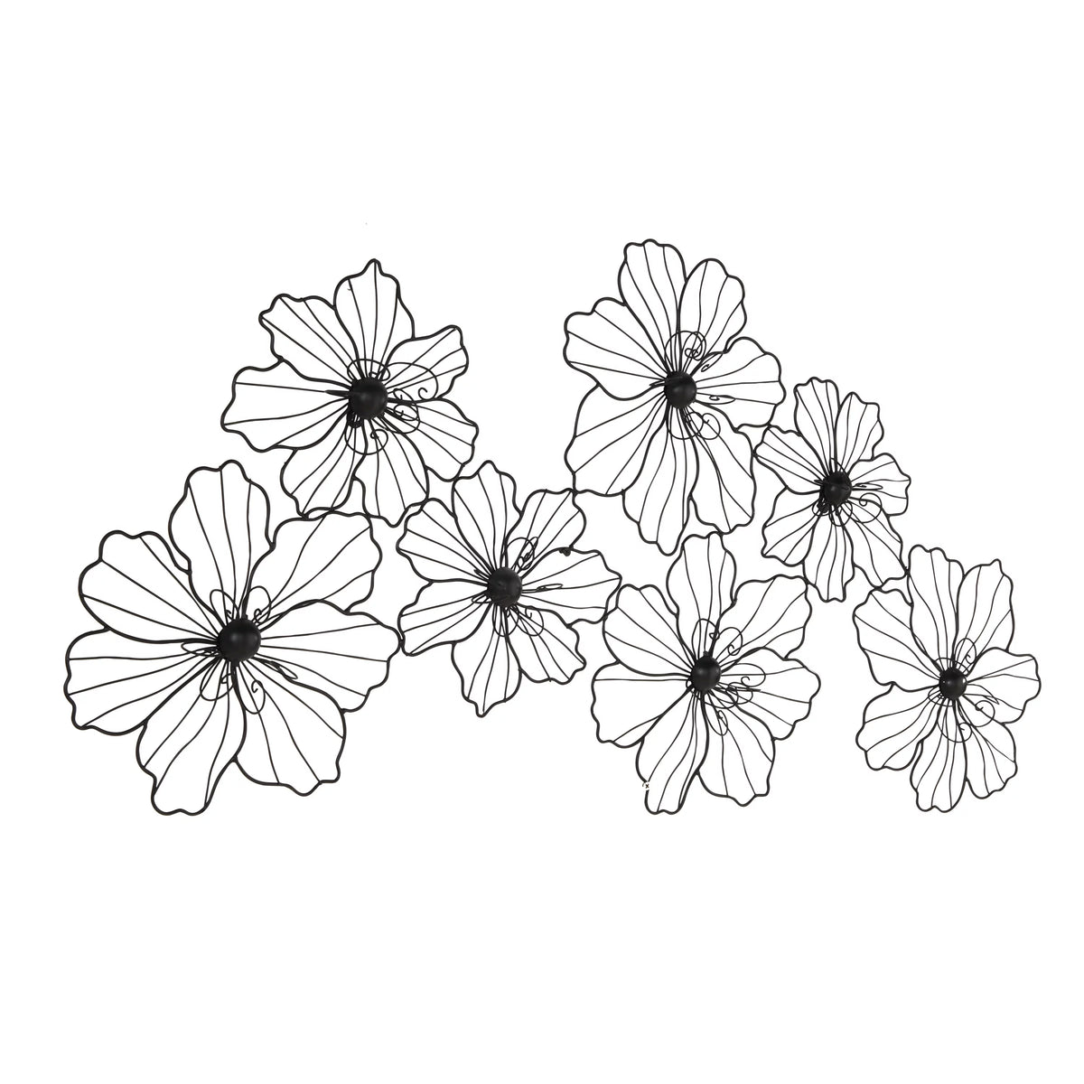 Black Metal Wire Floral Wall Decor Y46624