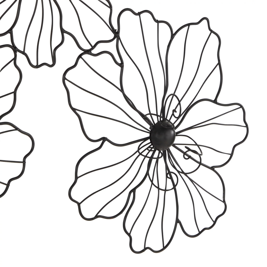 Black Metal Wire Floral Wall Decor Y46624