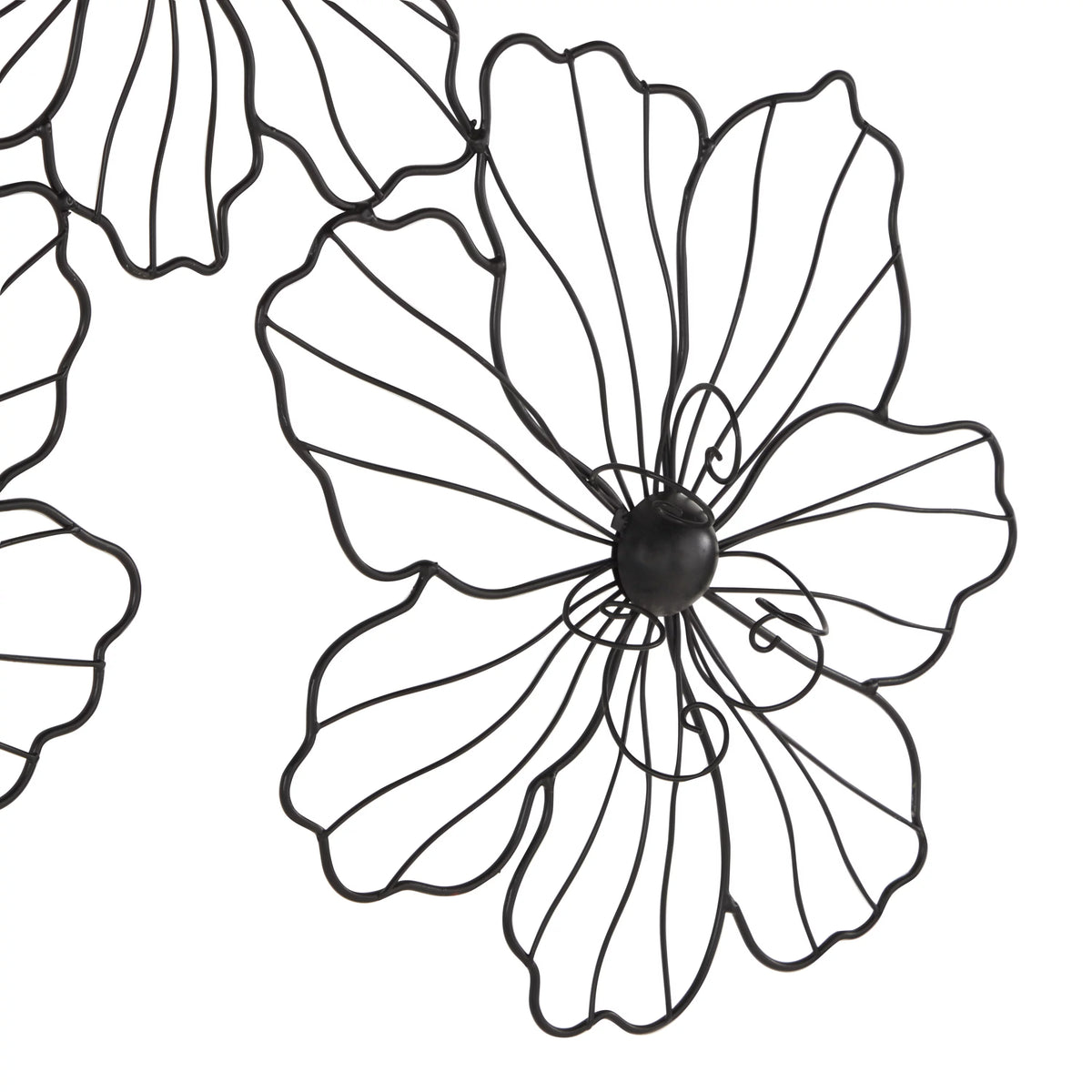 Black Metal Wire Floral Wall Decor Y46624