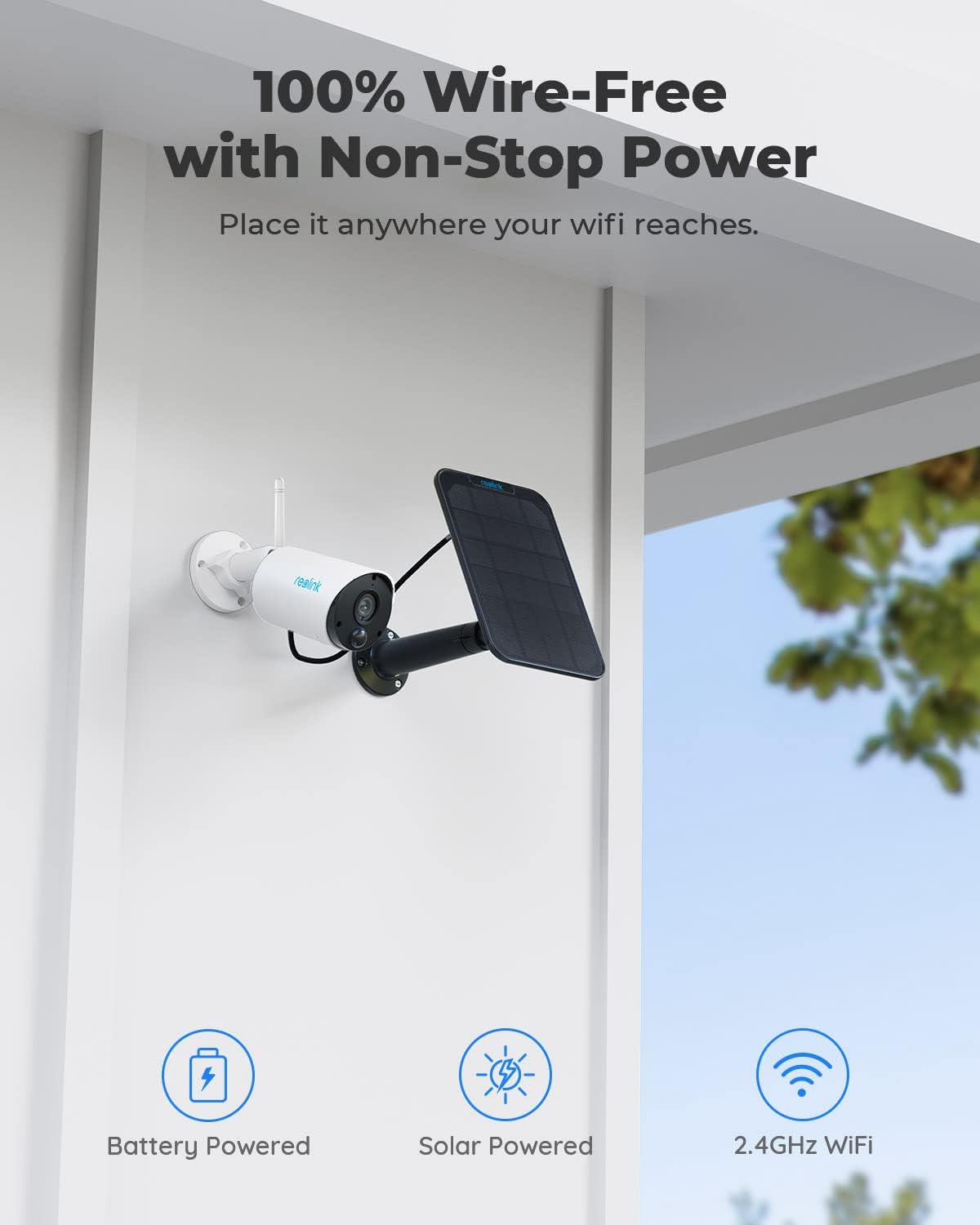 Wire-Free Battery Powered 1080p Solar WiFi Security Camera L6786