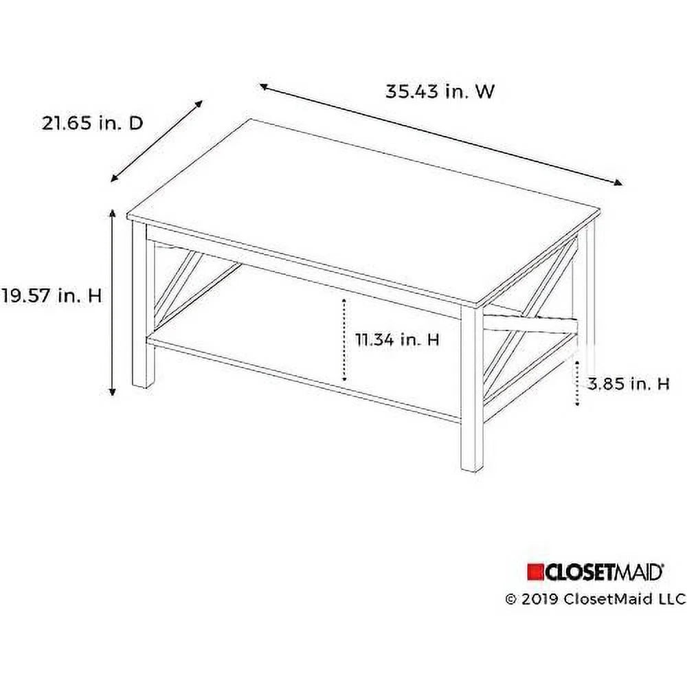 White Wood Coffee Table with Shelf D29506