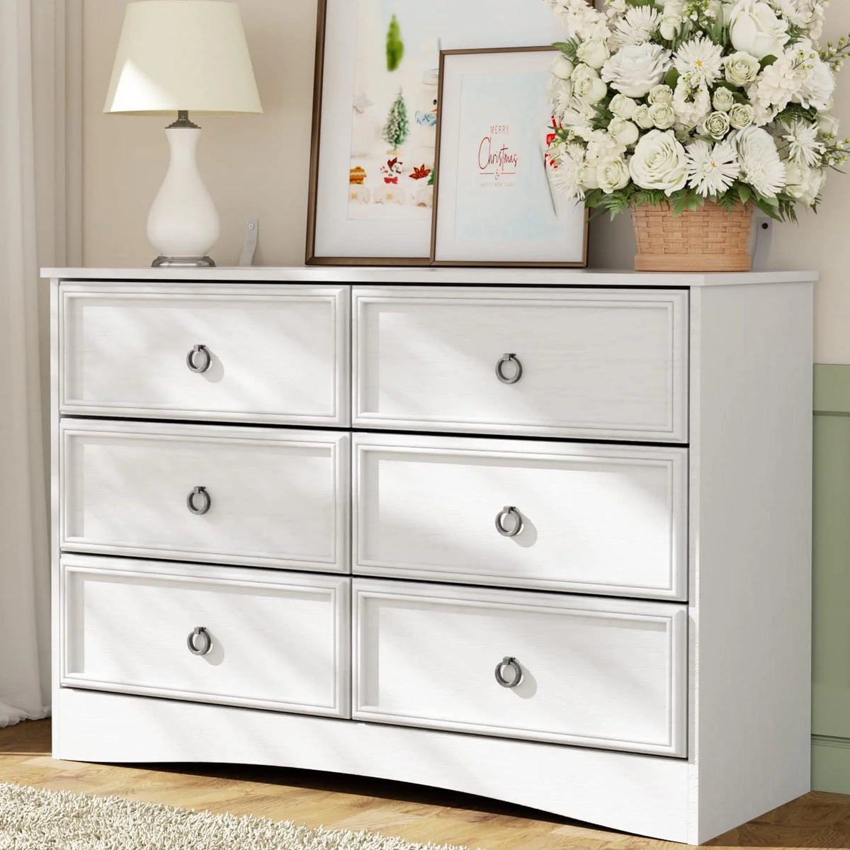 Gray 6 Drawer Wood Dresser T906