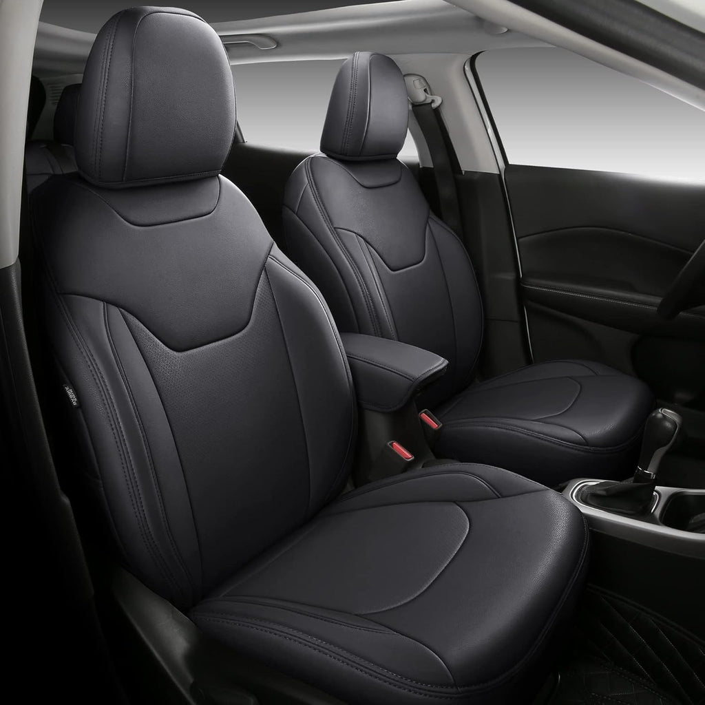 Black Faux Leather Car Seat Covers Full Set for Jeep Cherokee U373