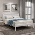 White Twin Wood Platform Bed Frame with Headboard E32229