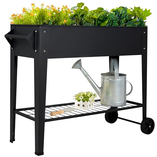 32" Raised Garden Bed with Wheels & Shelf T607