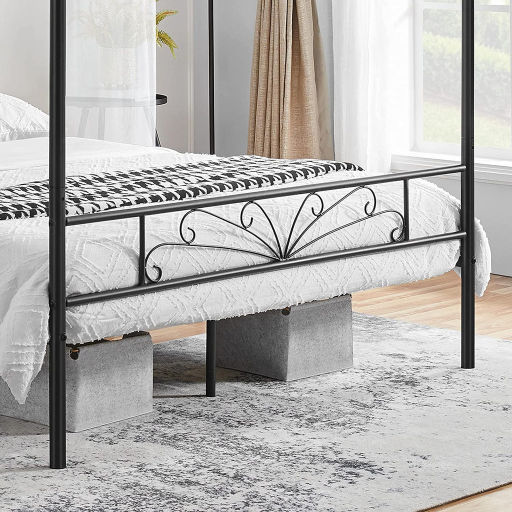 Queen Black Canopy Platform Bed Frame with Headboard and Footboard I728765