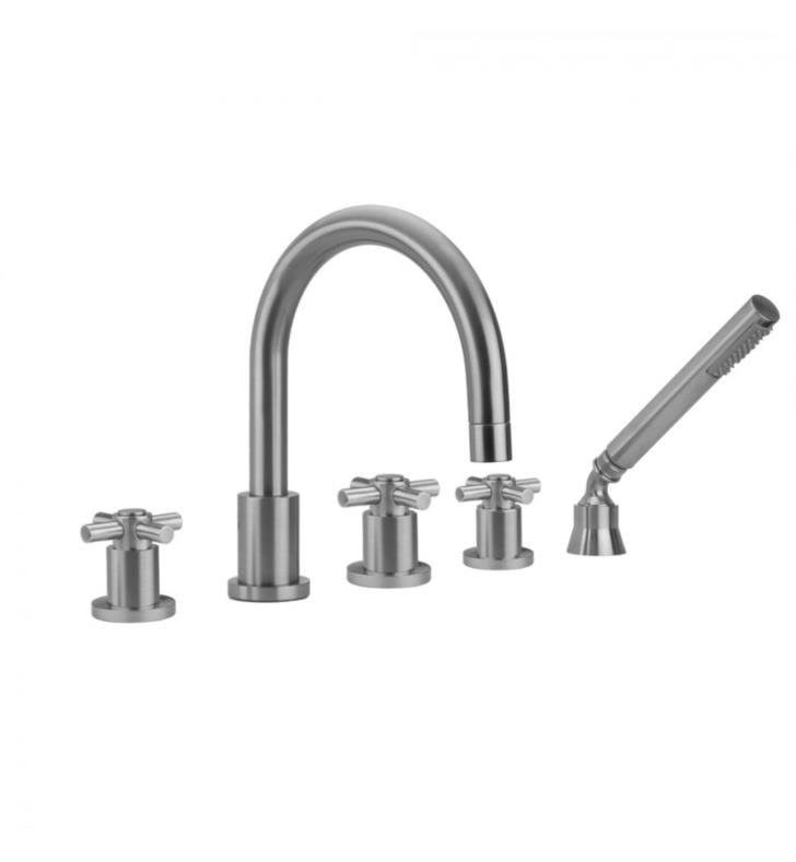 Polished Nickel Roman Tub Set with High Lever Handles and Handshower Holder X501
