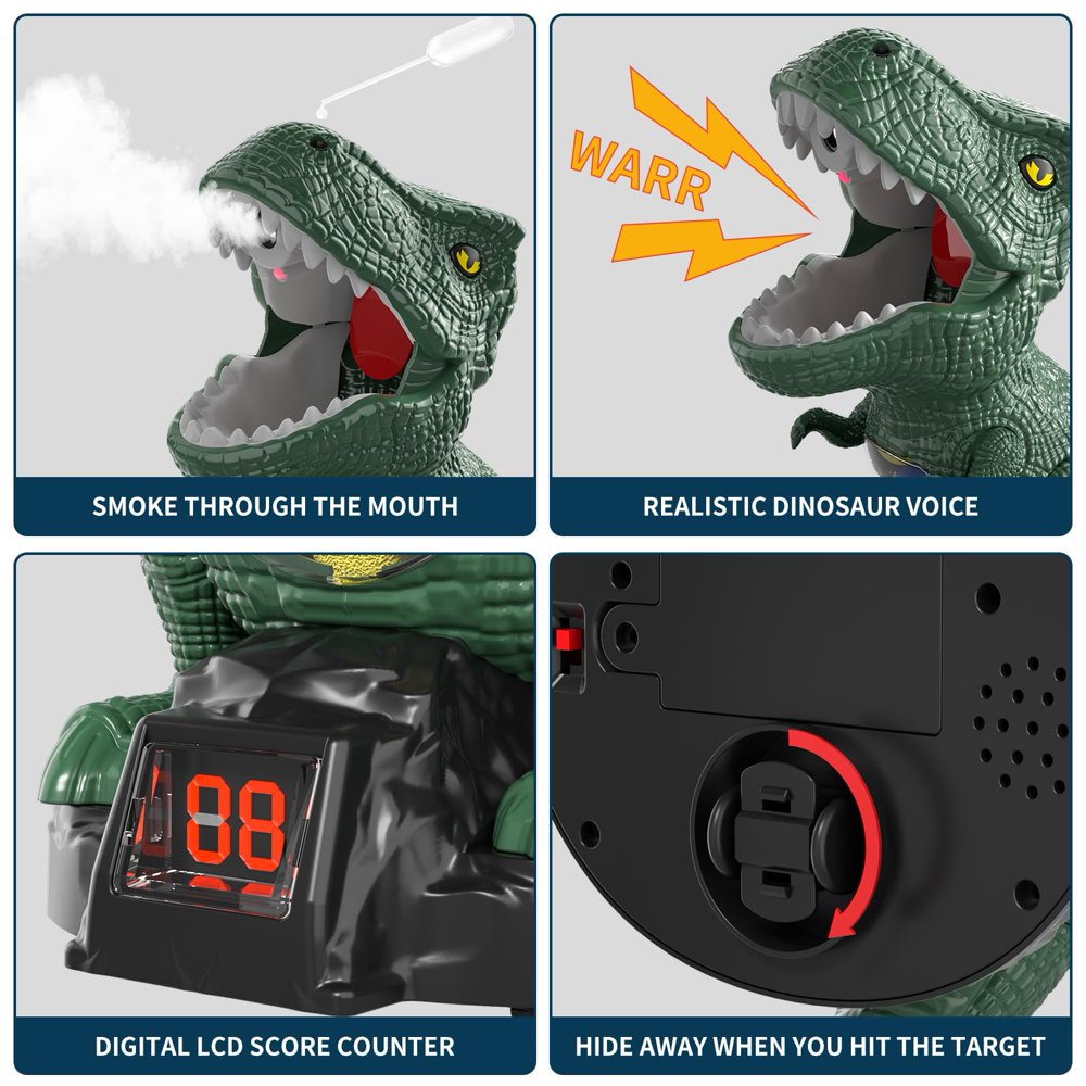 Spray Dinosaur Shooting Toys with 2 Pump Guns, 24 Foam Balls W552