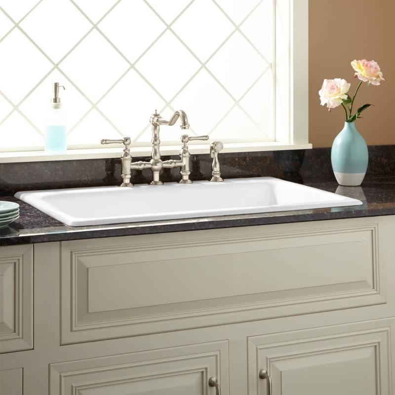 36x22 Drop in Single Basin Cast Iron Kitchen Sink Z7867
