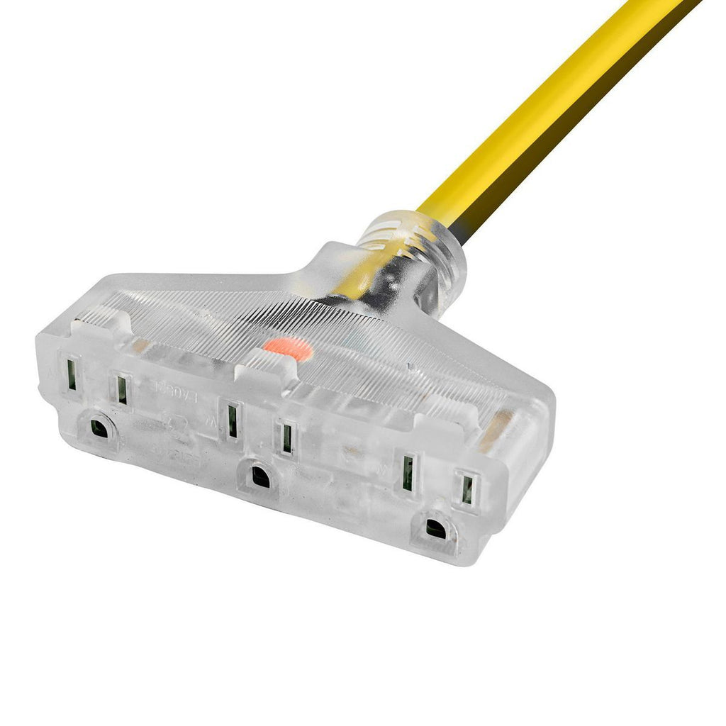 25 ft. 12/3 Gauge Multiple Outlet Extension Cord with Indicator Light, Yellow, Black C128789